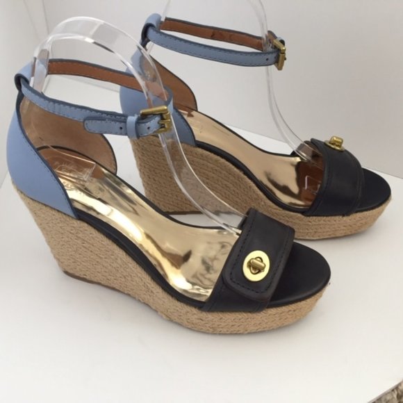 Coach Shoes - COACH TWO TONED BLUE ESPADRILLE WEDGE 7